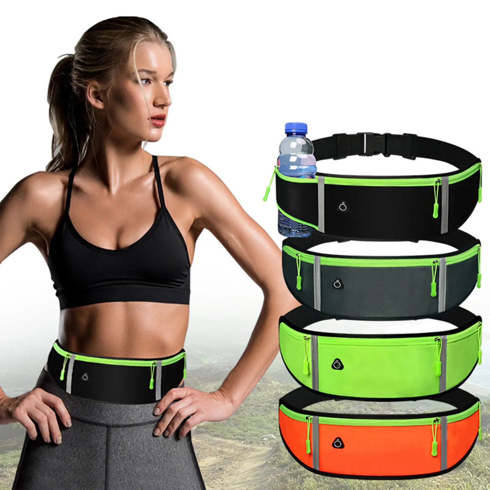 Waterproof Running Waist Pack Fanny Pack Belt Bag with Earphone Hole Fits Phones up to 7in (17.8 cm) for Hiking and Daily Outdoors