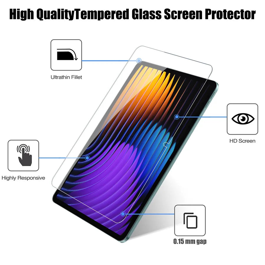 2-Pack Tempered Glass Screen Protector for 11.2-inch (28.4 cm) & 12.4-inch (31.5 cm) Tablets with 2 Camera Lens Covers