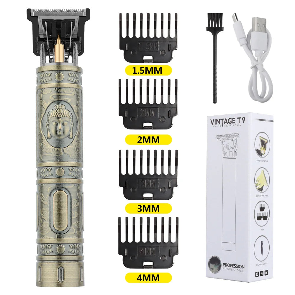 Retro Haircutting & Trimmer Set for Men — Rechargeable Electric Shaver & Beard Trimmer for Sensitive Skin, 60-Min Runtime