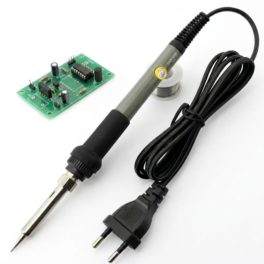 60W Adjustable Temperature Soldering Iron with EU Plug – Rotary Control & Replaceable Tips for DIY Electronics Repair