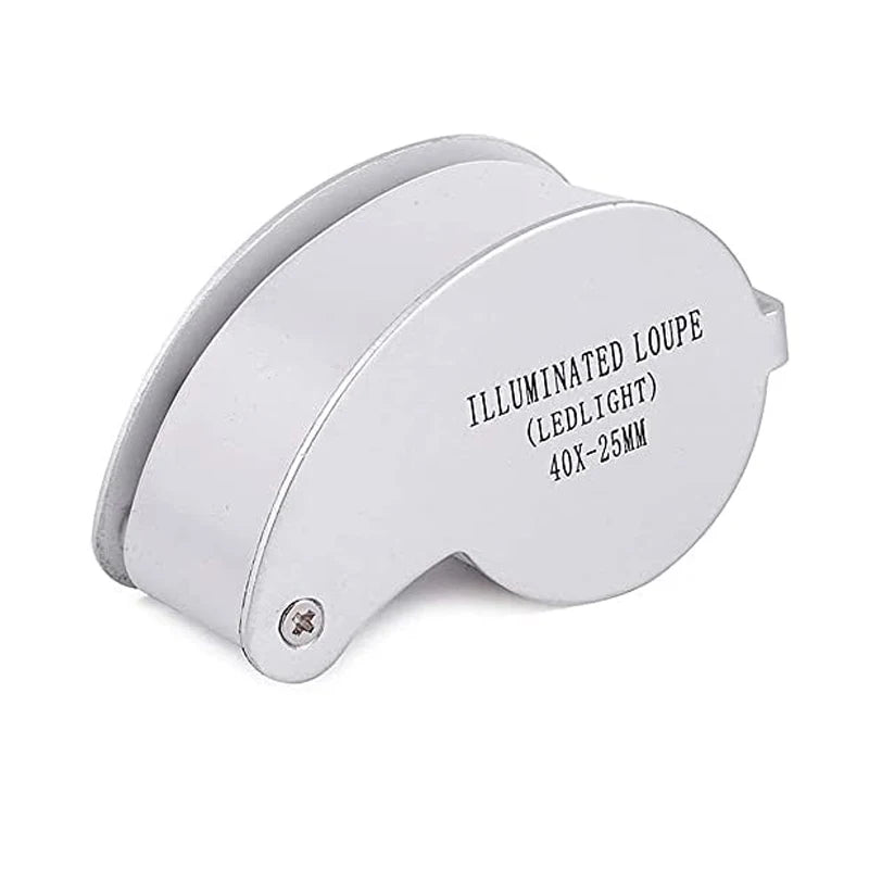 40X Jeweler's Loupe Pocket Folding Magnifier with LED Light for Watches, Coins, Stamps, Gems