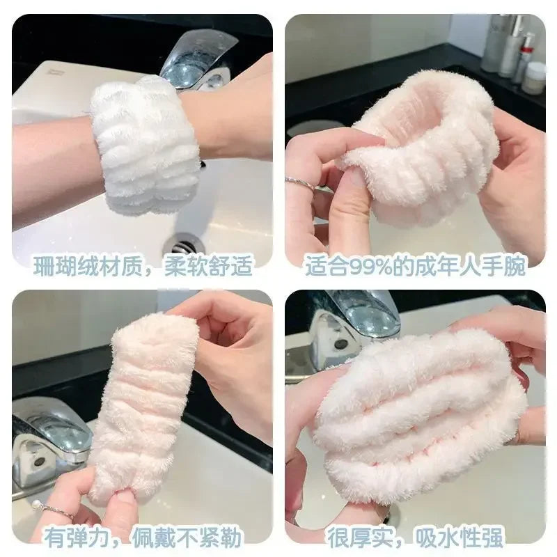 2-Pack Absorbent Sweat Wristbands and Face Hairbands Moisture-Wicking Sports Sleeves