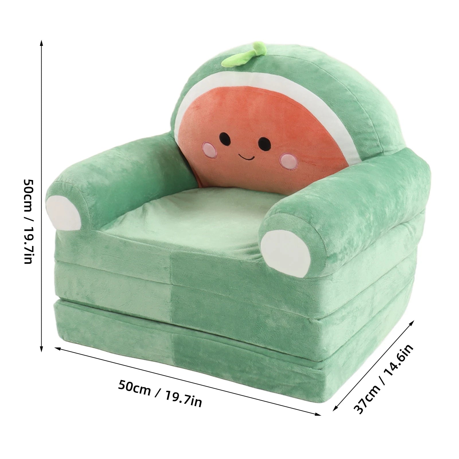 Cartoon Foldable Kids Sofa Bed Plush Washable Children's Armchair with Wide Armrests