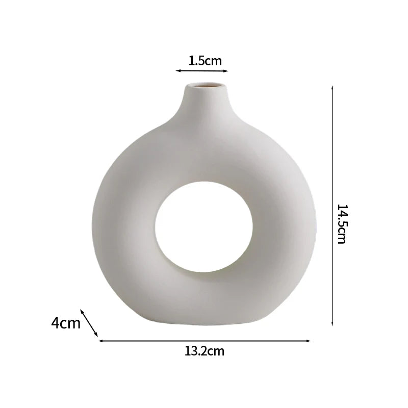 Ceramic Decorative Vase for Dried Flowers & Hydroponic Plants, Modern Table Ornament for Living Room Bedroom Office
