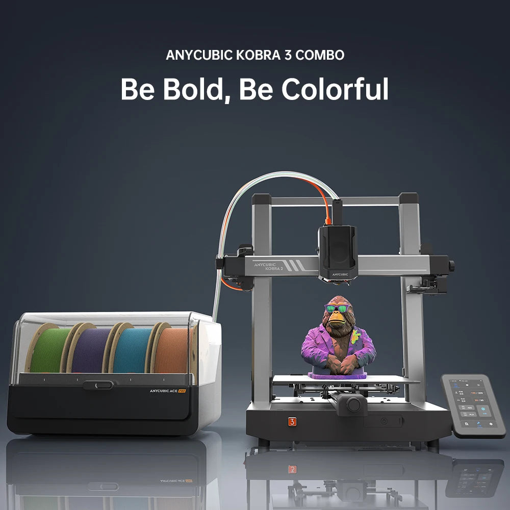 Multi-Color FDM 3D Printer Combo — ACE Pro Color Engine, 600 mm/s High-Speed, 250 x 250 x 260 mm (9.84 x 9.84 x 10.24 in), Wi‑Fi, Auto-Leveling