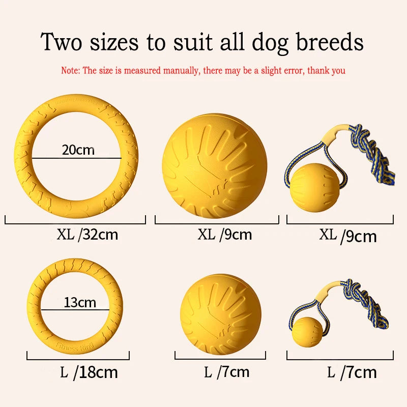 EVA Dog Toys 4-Pack - Durable Flying Disc, Ball and Tug Rope Set for Puppies and Adult Dogs | Chew-Proof Teeth Cleaning