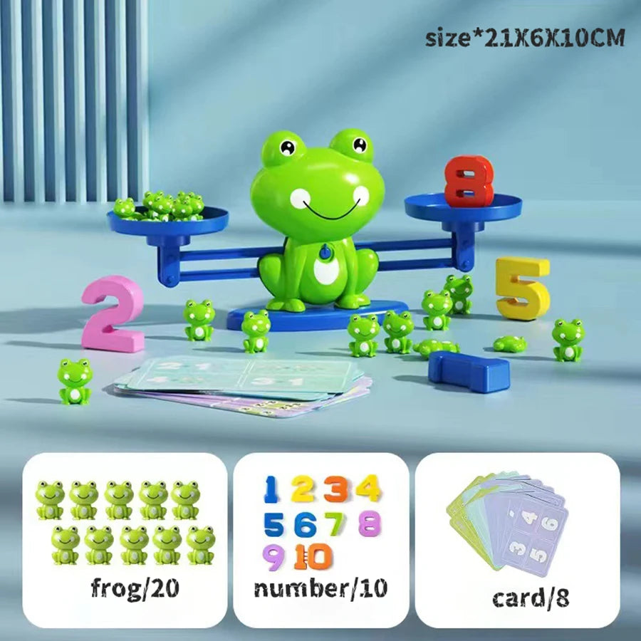 Frog Balance Math Toy for Kids, Addition & Subtraction Learning Scale, Early Education STEM Counting Game