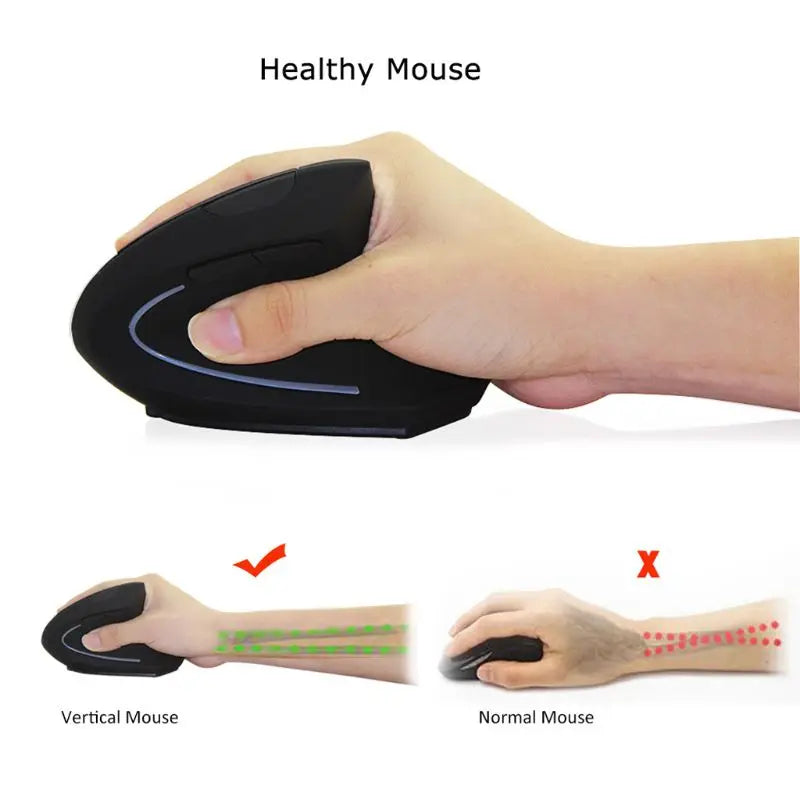 Wired Vertical Ergonomic Mouse — Left & Right Hand, 800–1600 DPI USB Optical for PC & Laptop