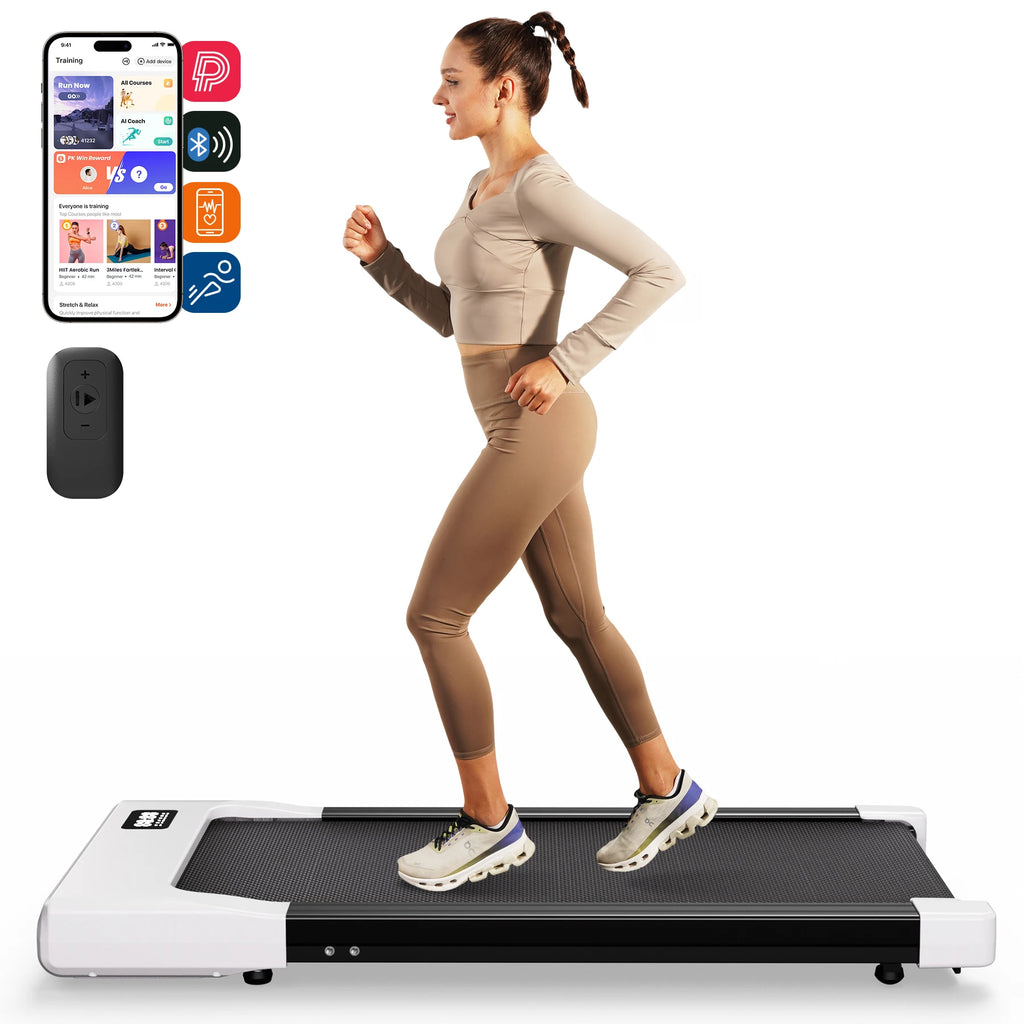 Under-Desk 2-in-1 Walking Pad Treadmill - Portable 2.5HP LED Remote Control for Home & Office