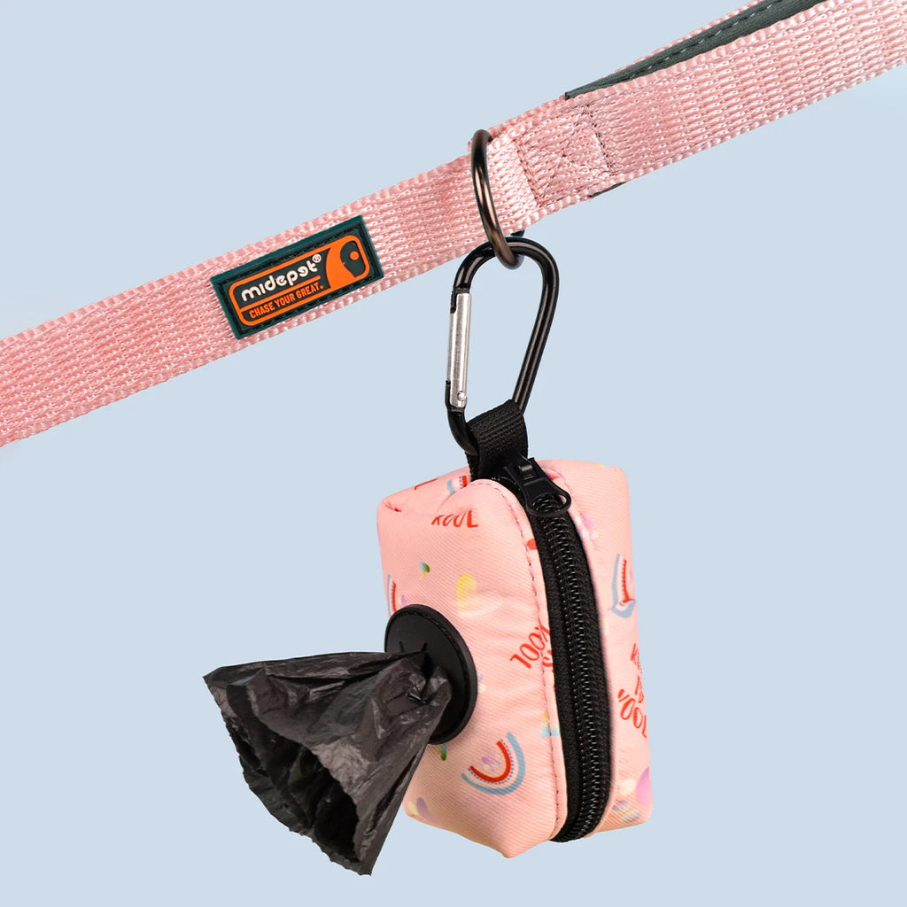 Rainbow Print Dog Poop Bag Holder — Fashion Waste Bag Dispenser with Leash Attachment (No Bags Included)