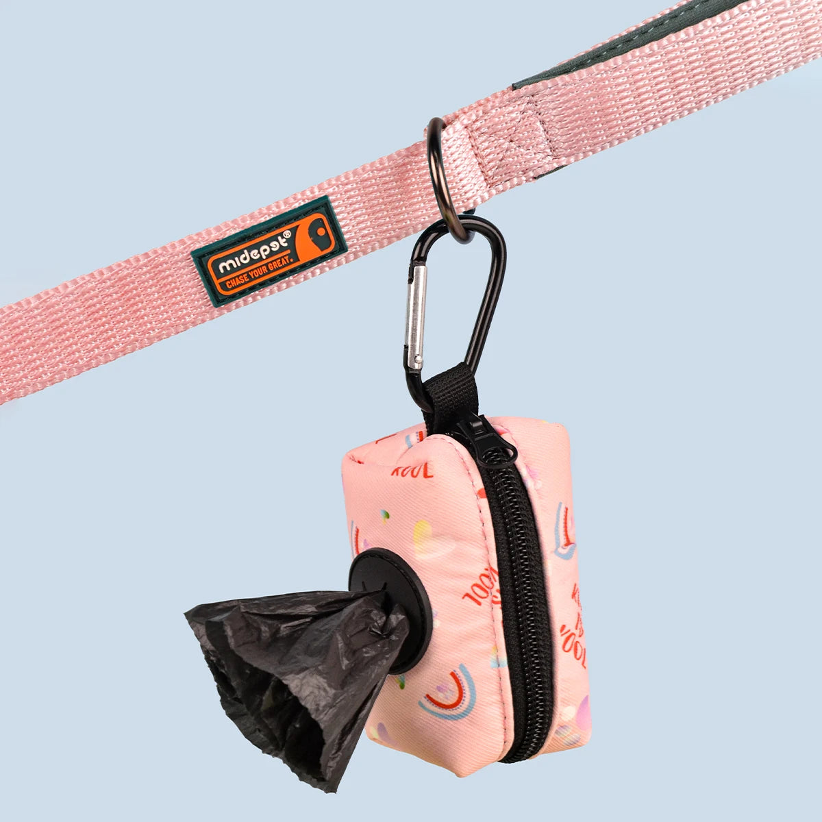 Rainbow Print Dog Poop Bag Holder — Fashion Waste Bag Dispenser with Leash Attachment (No Bags Included)