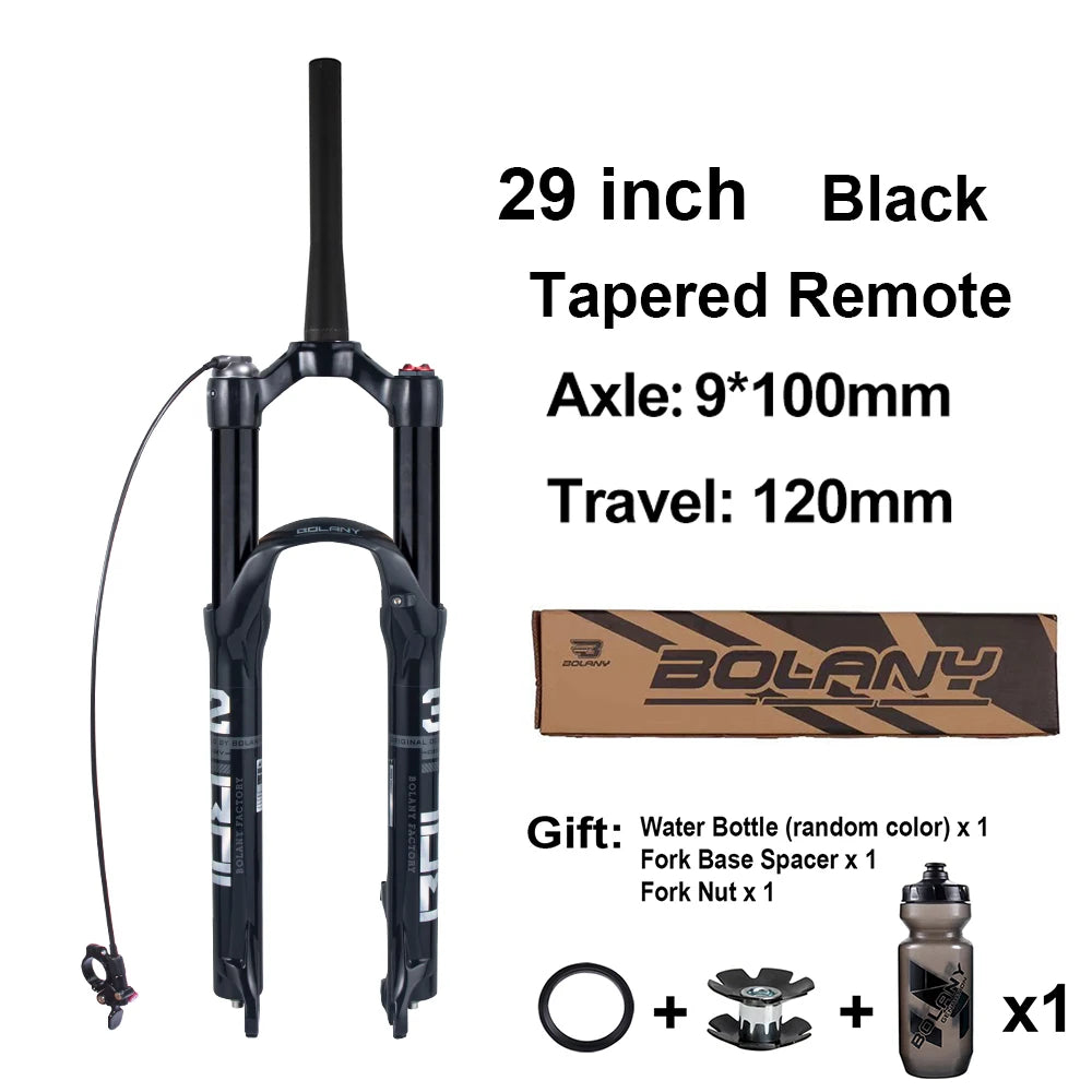 Mountain Bike Air Suspension Fork 26/27.5/29 Inch 100mm Travel (120mm Exposed) Air & Oil Damping Remote Lockout 9mm Axle 32mm Stanchions Disc Brake