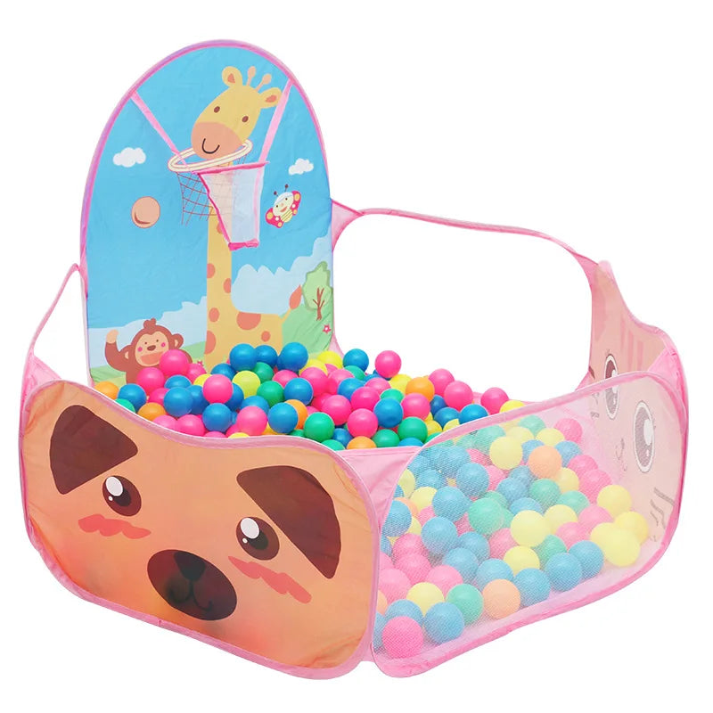 120 cm (47 in) Kids Playpen Ball Pit Tent with Basketball Hoop – Portable Indoor/Outdoor Children's Playhouse