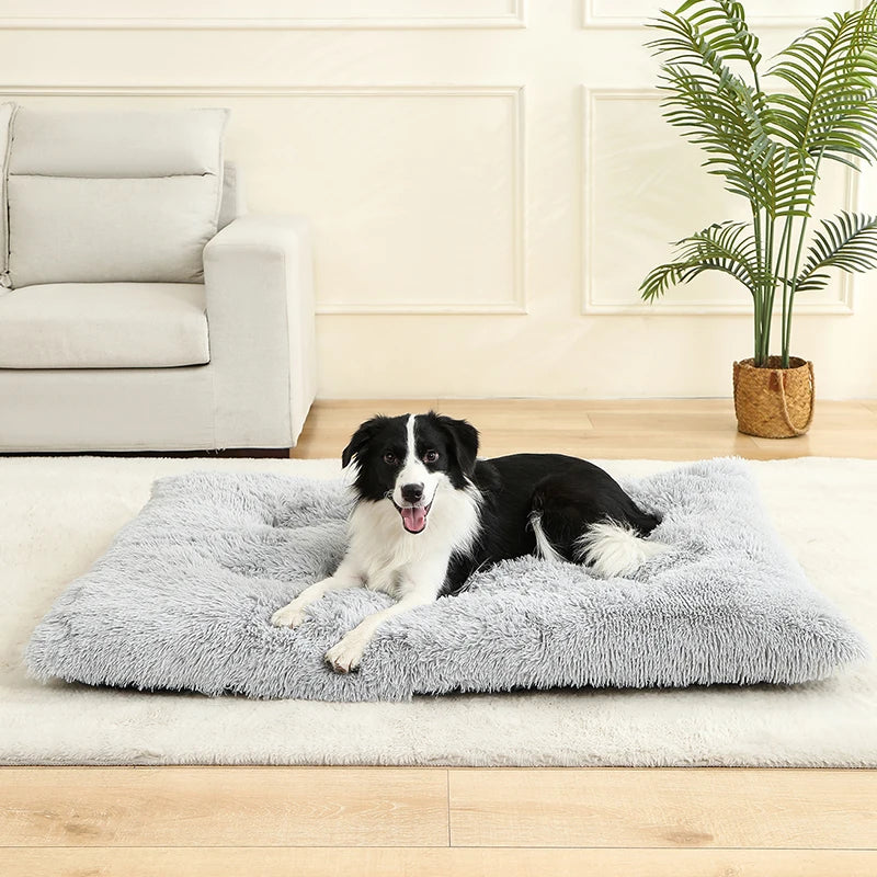Soft Long Plush Pet Bed for Dogs & Cats – Cozy Basket Cushion Mattress for Sleeping