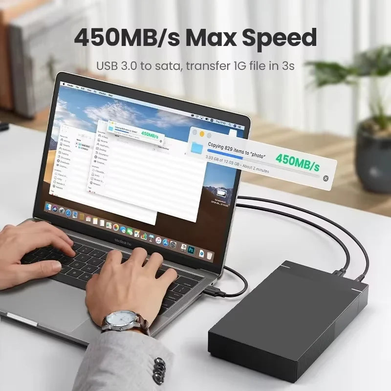 USB 3.0 SATA Hard Drive Enclosure for 3.5" & 2.5" HDD/SSD — External HDD Case, Supports up to 18TB