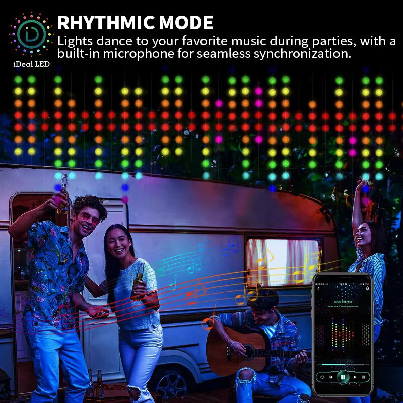 LED Curtain Fairy Lights – App-Controlled Music Sync, DIY Patterns, Waterproof, 6–10m (20–33 ft) Indoor/Outdoor Party & Holiday Decor