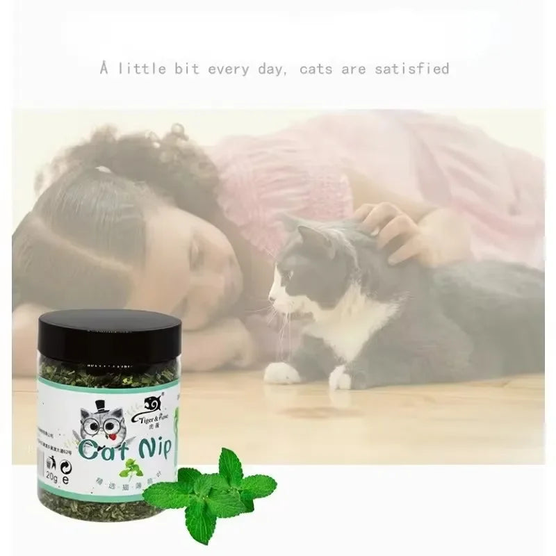 Organic Catnip Powder with Mint - 100% Natural Catnip for Cats, Interactive Cat Toy & Dental Chew