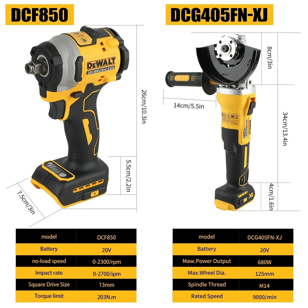 Electric Power Tool Combo Kit — Impact Wrench, Angle Grinder, Polisher and Impact/Hand Drill