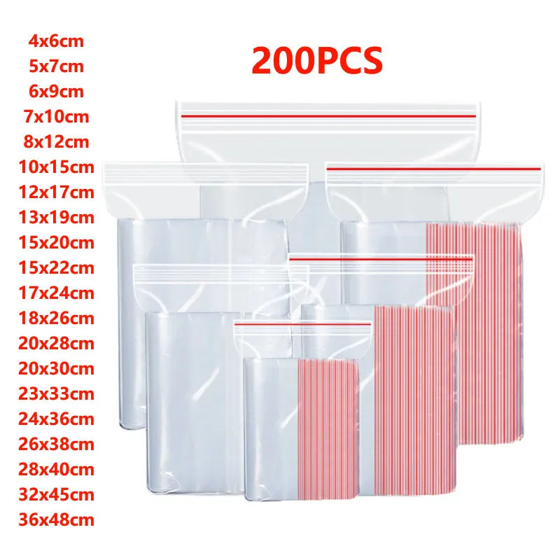 Small Reclosable Clear Zip-Top Bags 200ml (6.8 fl oz) – Resealable Plastic Food Storage & Multi-Purpose Bags