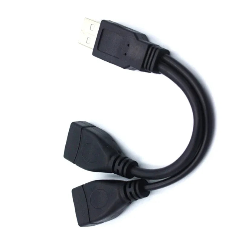 USB 2.0 Y Splitter Cable 1 Male to 2 Female for Data & Charging — 5.9 in (15 cm) or 11.8 in (30 cm)