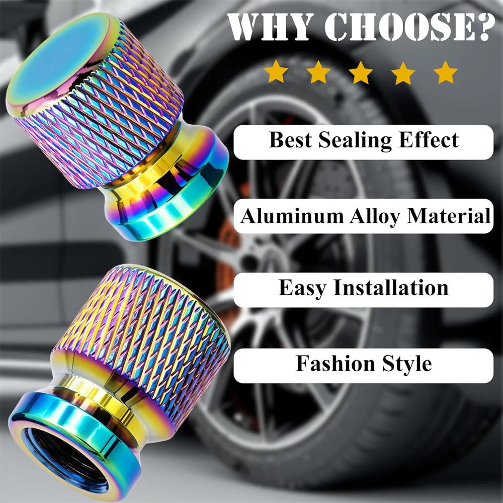 Aluminum Tire Valve Stem Caps 16 x 12mm (0.63 x 0.47 in) Universal 8mm Thread - Metal Valve Caps for Car Bike SUV Truck