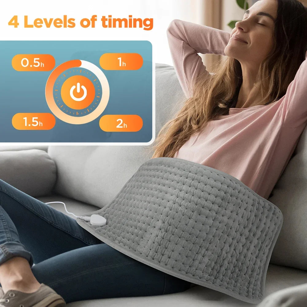 Electric Heating Pad 30 x 60 cm (11.8 x 23.6 in) Soft Micro-Plush Heated Pad with 10 Heat Levels & 4 Timers for Back, Body & Office