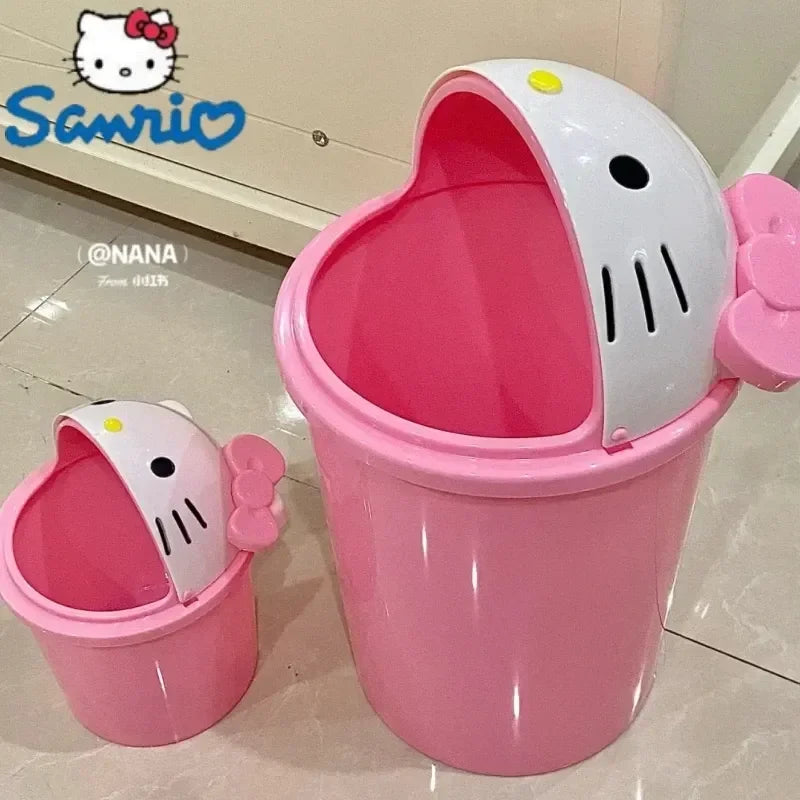 Kawaii Cat Dustbin Trash Can – Cute PVC Character Bin for Bedroom & Living Room, 21 cm (8.3 in) or 37 cm (14.6 in)