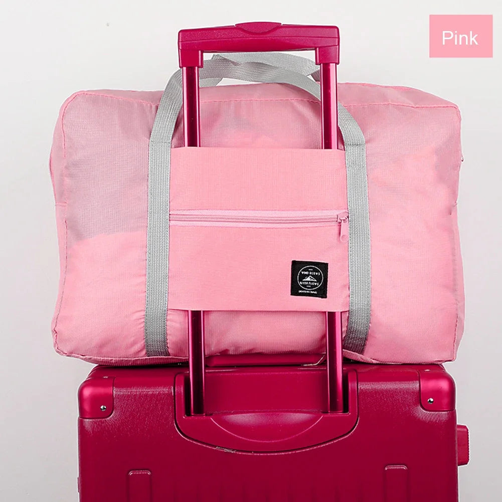 Solid Color Waterproof Foldable Travel Bag Lightweight Large Capacity Luggage Tote 18.9×12.6×6.3 in (48×32×16 cm)