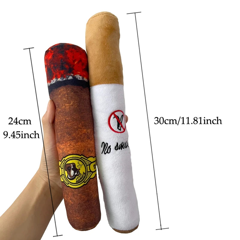 Dog Squeaky Plush Cigarette Toy, Bite-Resistant Chew & Interactive Molar Play