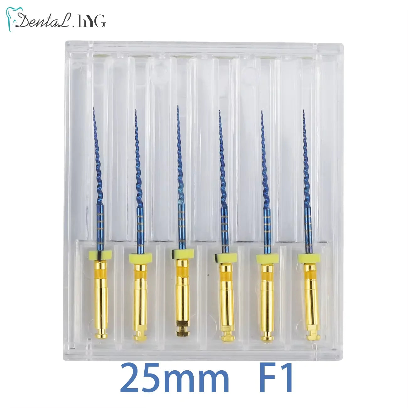 Gold-Coated NiTi Rotary Root Canal Files 6-Pack - Endodontic Files 19mm (0.75in) & 21mm (0.83in)