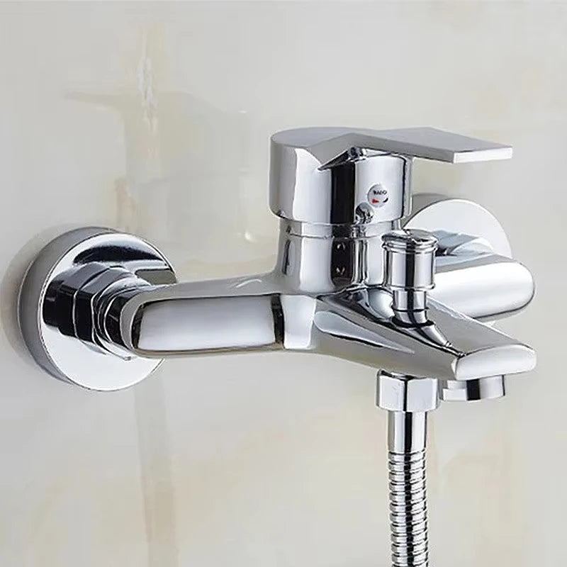 Wall-Mounted Chrome Basin Faucet – Dual Spout Mixer Tap, Zinc Alloy, Hot & Cold