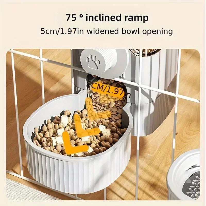 Hanging Gravity Automatic Pet Feeder & Waterer for Cats and Small Dogs - 1000 g (2.2 lb / 35.3 oz) Capacity with Bowl for Cages
