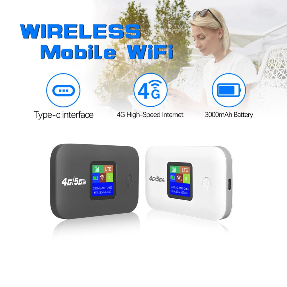 4G LTE Portable Pocket WiFi Router 150Mbps Mobile Hotspot with SIM Slot & 3000mAh Battery