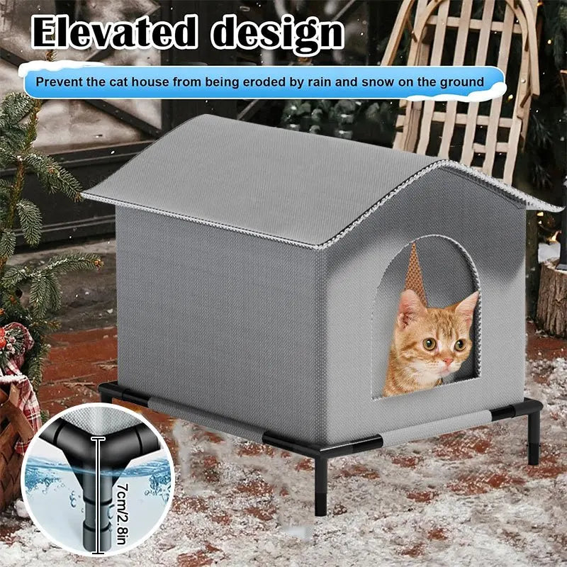 Waterproof Foldable Outdoor Cat House with Mat – Cool Summer Pet Cave Bed for Cats & Small Dogs (3 Sizes Available)