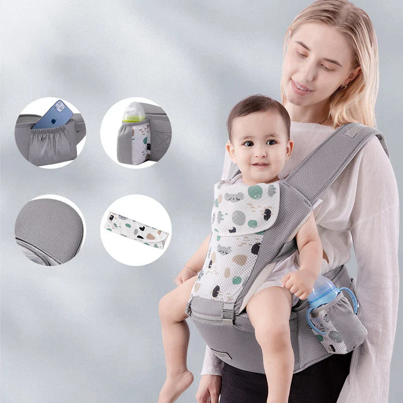 Ergonomic Newborn & Infant Hipseat Baby Carrier Sling — Front & Back Facing Travel Kangaroo Wrap