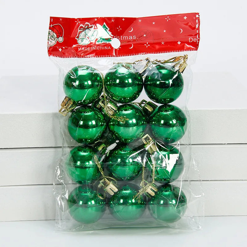 12-Pack 3 cm (1.18 in) Christmas Tree Ornaments - Glitter Baubles Hanging Decorations for Home & Party