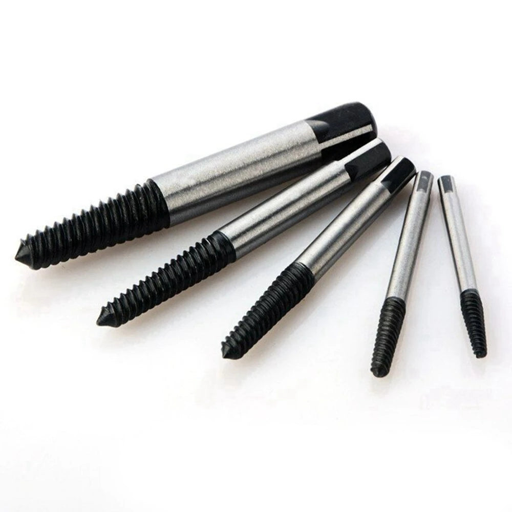 5-Piece Screw Extractor & Center Drill Guide Set – Broken Bolt and Damaged Screw Remover (1/8, 1/4, 5/16, 7/16, 9/16 in / 3.2–14.3 mm)