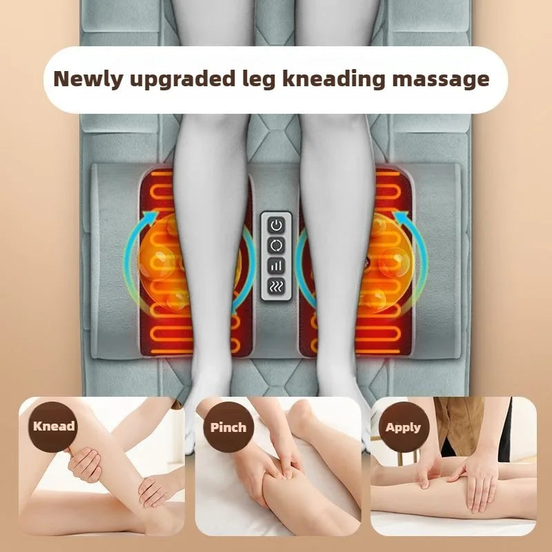 Full-Body Heated Massage Mattress with Hand Remote - Neck, Shoulder, Waist & Back Kneading, Airbag Vibration Therapy, Foldable Portable Massage Cushion