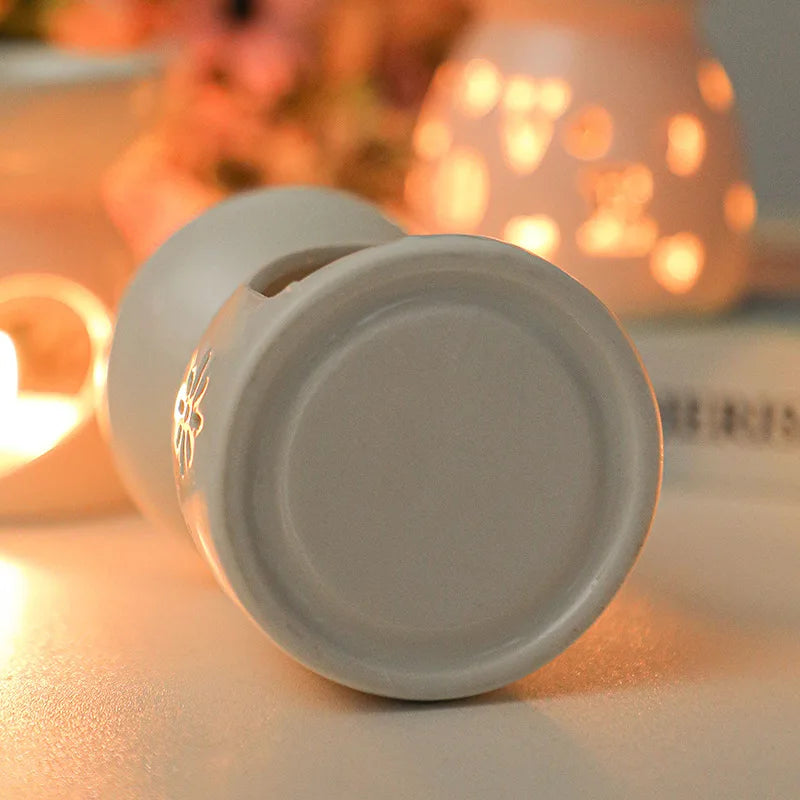 White Ceramic Incense & Oil Burner Hollow Aromatherapy Warmer for Home Decor