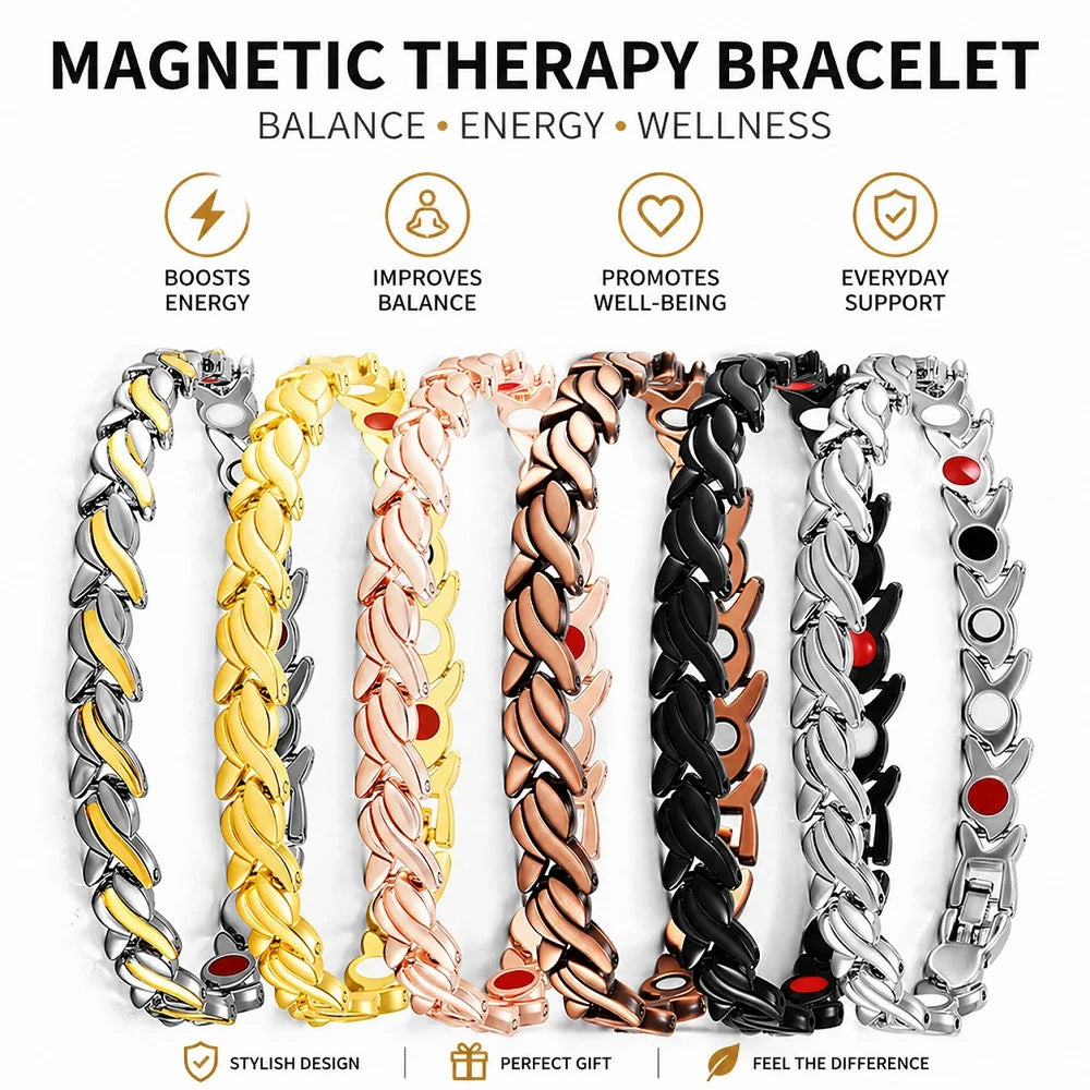 Women's Magnetic Therapy Bracelet - Zinc Alloy Animal Pattern Snake Chain with Toggle Clasp, Fashion Jewelry Gift