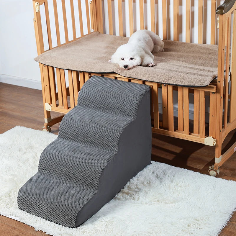 Detachable Washable High-Density Foam Pet Stairs 4-5 Step Ramp for Small Dogs & Cats L/XL