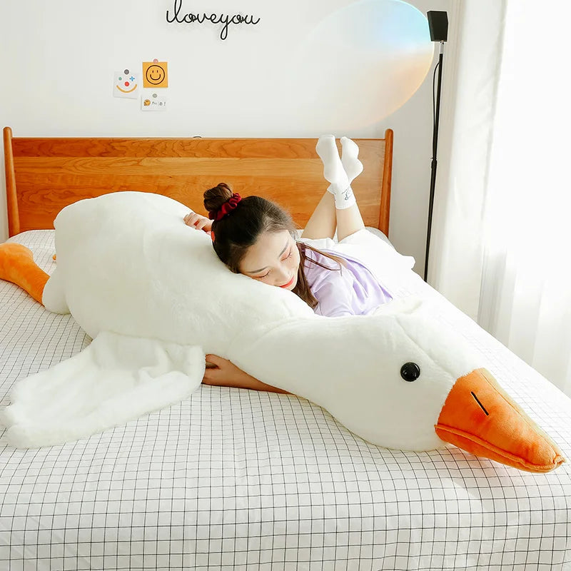 Giant White Goose Plush Pillow 90-190 cm (35-75 in) Large Cuddly Throw Pillow Doll for Bed Sleep Birthday Gift