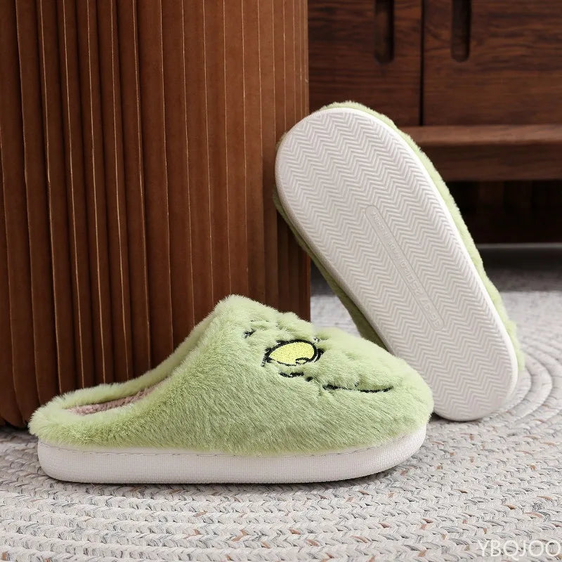 Plus Size Women's Plush Monster Furry Indoor Slippers - Warm Non-Slip Flat House Shoes
