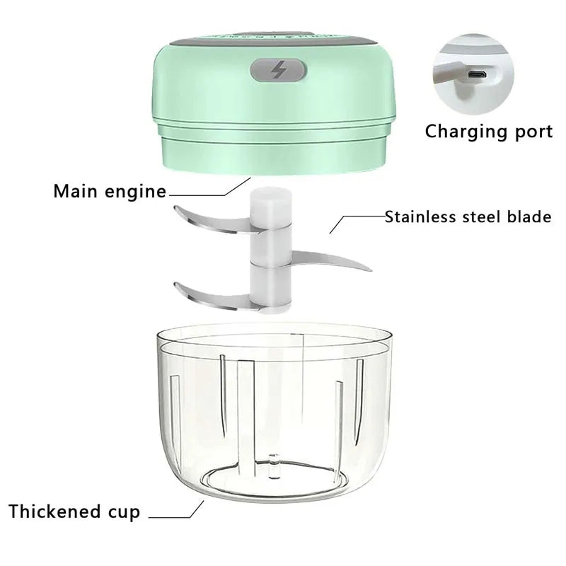 250ml (8.5 fl oz) Stainless Steel Electric Garlic & Ginger Chopper Mini Food Shredder