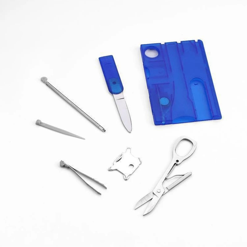 Credit-Card Multi-Tool Survival Card — Portable 5.5 × 8 cm (2.17 × 3.15 in) Pocket Emergency Tool with Screwdriver, Compass & Bottle Opener for Camping