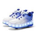 Kids LED Light-Up Sneakers Ages 7-13 - Breathable Mesh Patchwork High-Top with EVA Insole