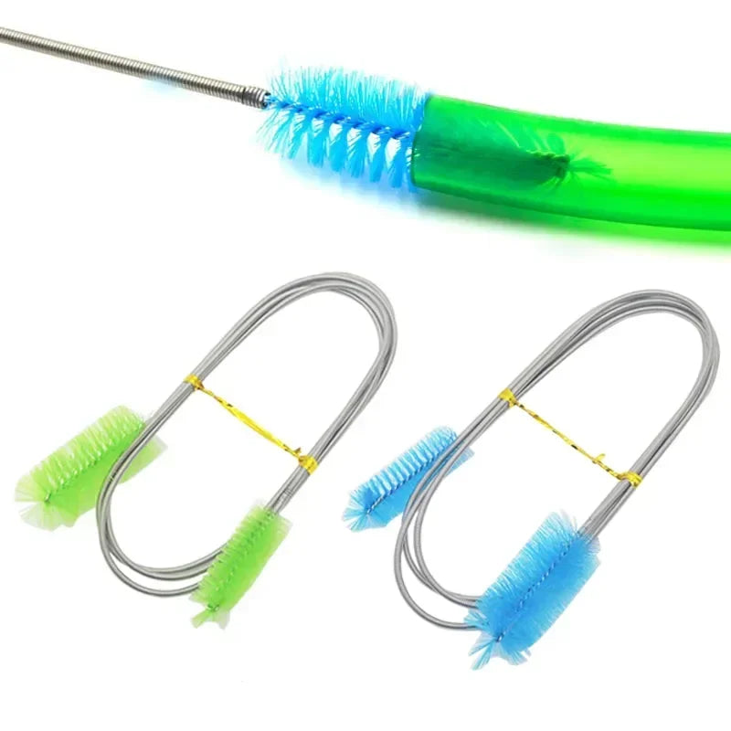 Aquarium Tube Cleaning Brush Flexible Stainless Steel Hose & Filter Pump Brush for Fish Tanks (35.4 in / 90 cm, 61.0 in / 155 cm)