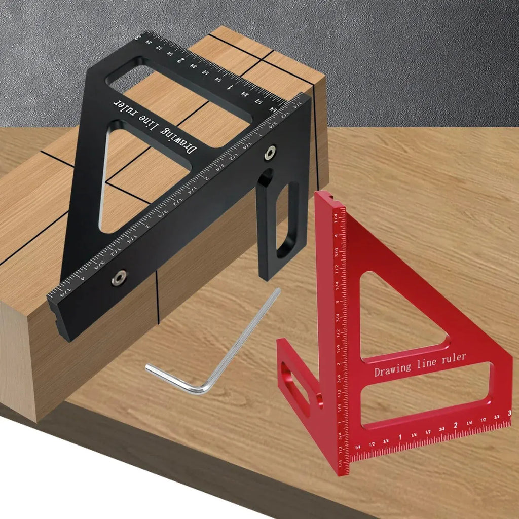Carpenter Multi-Angle Square Protractor Ruler Aluminum/Plastic 45/90 Degree Woodworking Layout & Height Gauge