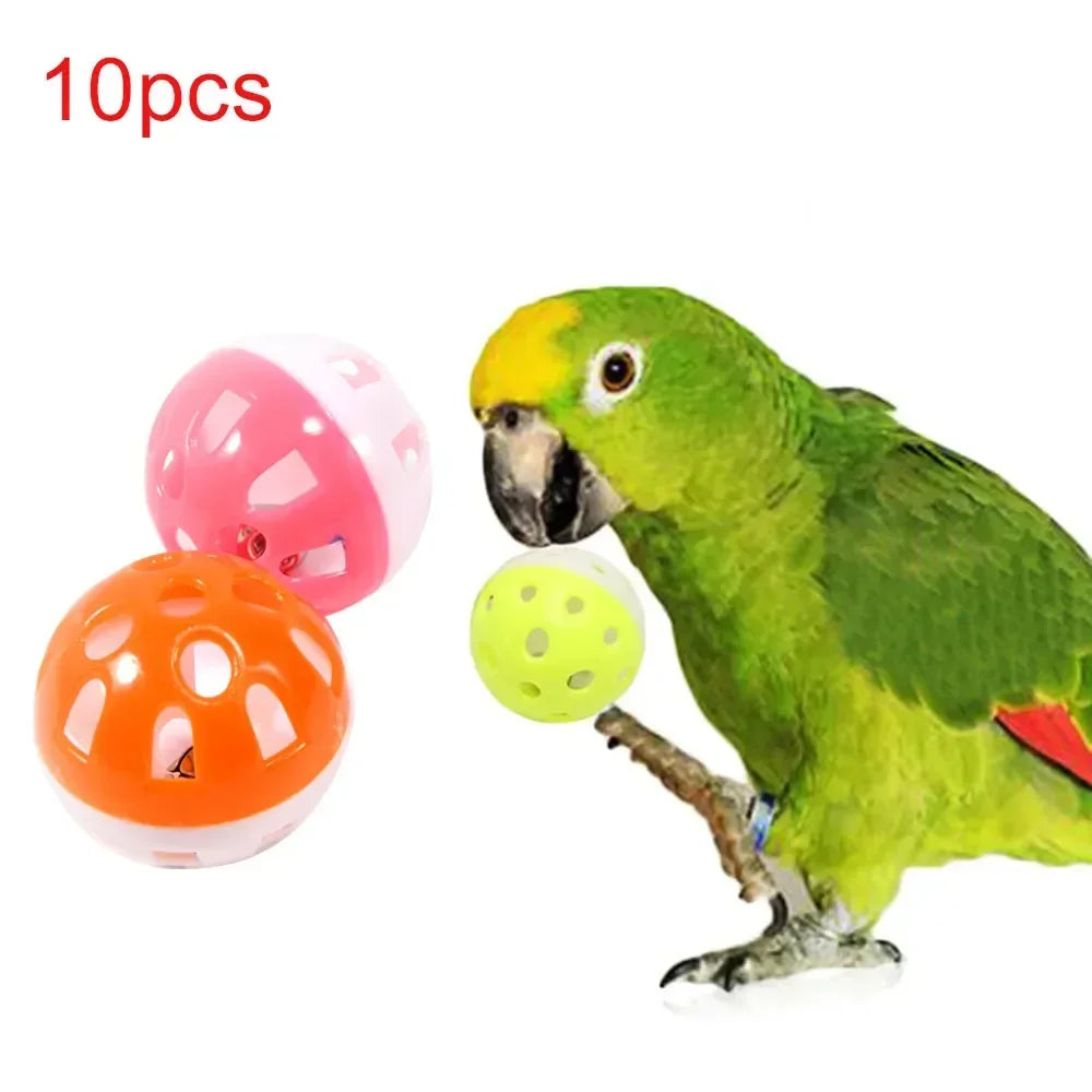 10-Pack Colorful Hollow Rolling Bell Balls for Birds – 1.49 in (3.8 cm) Parrot, Parakeet & Cockatiel Chew Cage Toy