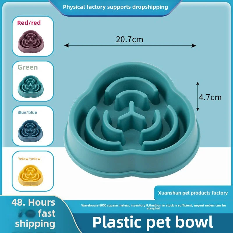 Large Dog Slow Feeder Bowl 500ml (17 fl oz) Cloud-Shaped Plastic Anti-Choke Slow Eating Bowl